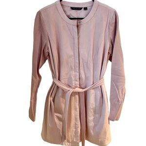 H by Halston Light Pink Zip-Front Belted Jacket Sz 4
